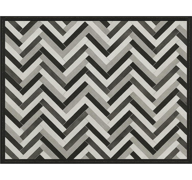 Monochrome Parquet Style dining room rug - TenStickers