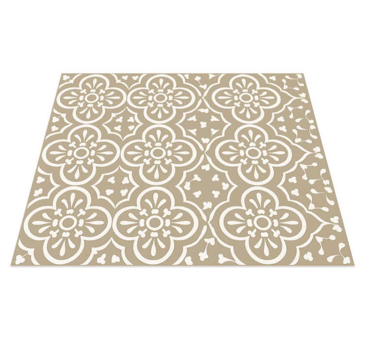 Monochromatic Encaustic Border dining room rug - TenStickers