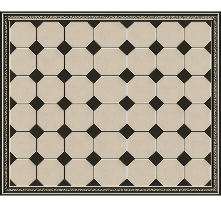 Traditional Checkerboard Tile dining room rug - TenStickers