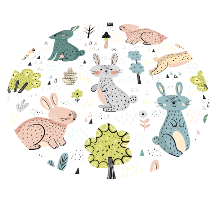 circular bunny illustrative nursery rug - TenStickers