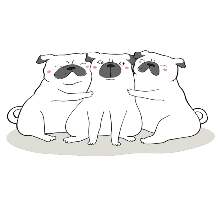 3 friendly pugs animal vinyl rug - TenStickers