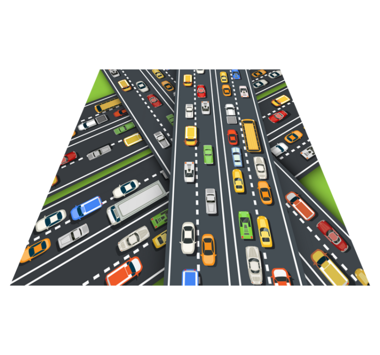 City Traffic Illustration road map rug - TenStickers