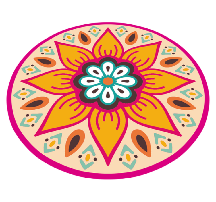 Gorgeous round flower mandala vinyl rug - TenStickers