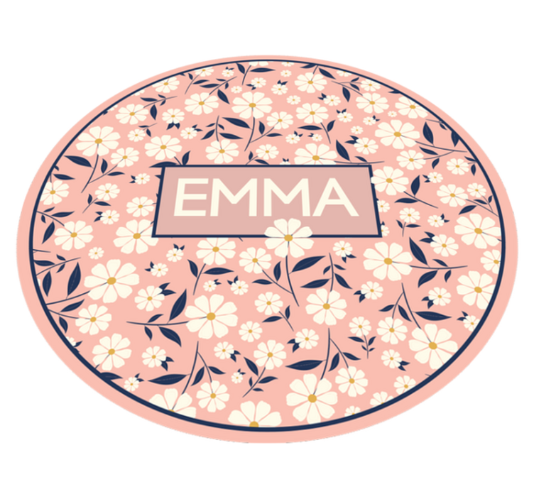 Personalized Floral Circle custom floor mat - TenStickers