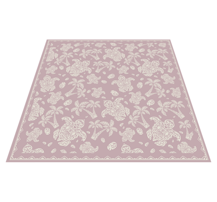 Hawaian Turtle and palm Pattern vinyl rug - TenStickers