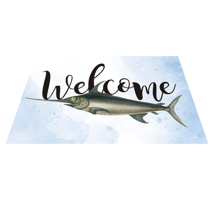 Welcome Fish Illustration quote rug - TenStickers