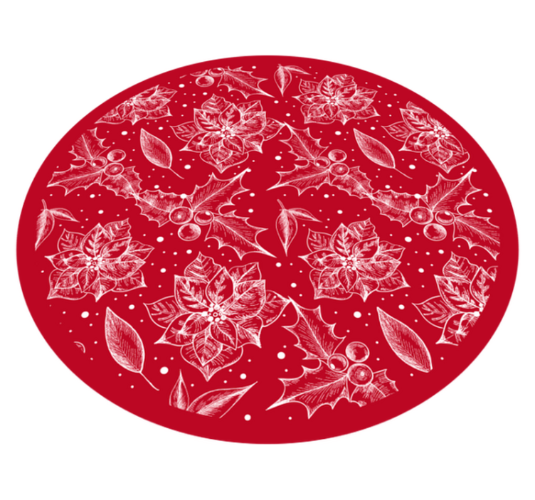 Seasonal Poinsettia Motif christmas rug - TenStickers