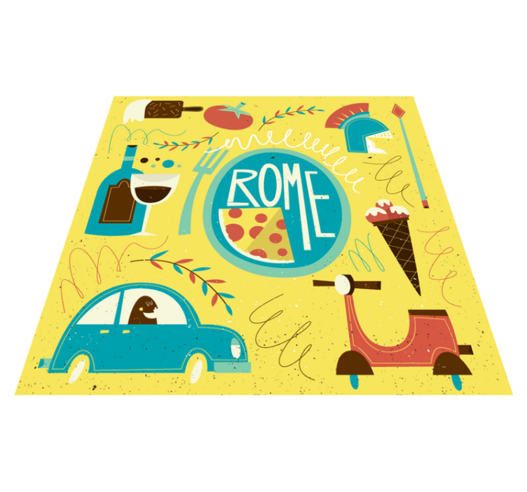 Rome Theme Illustration alphabet carpet - TenStickers