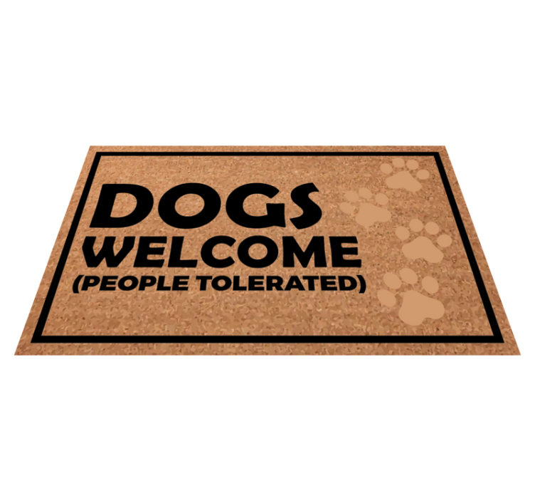 Dogs Welcome Sign quote rug - TenStickers