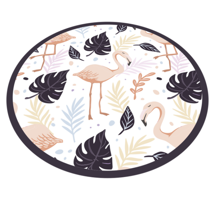 Floral Flamingo Circle animal mat - TenStickers