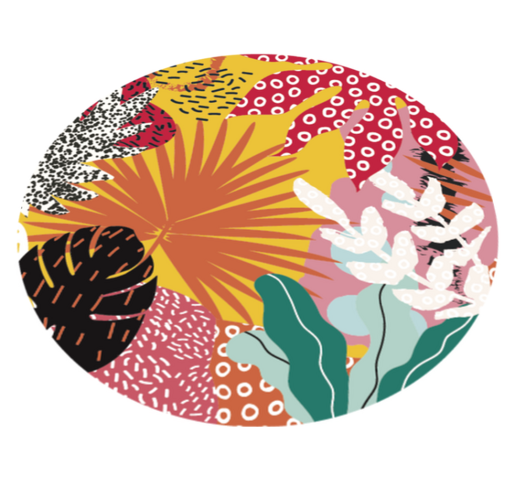 Painted monstera multicolour nature vinyl rug - TenStickers