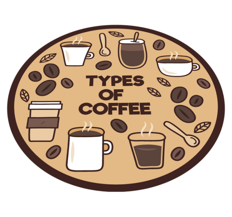Coffee Varieties Circle kitchen mat - TenStickers