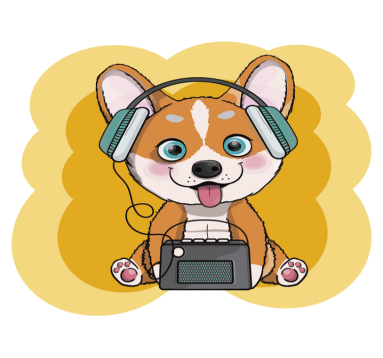Puppy Headphones Illustration kids rug - TenStickers