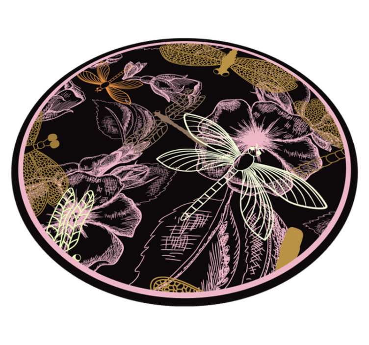 Botanical Insect Imagery floral rug - TenStickers