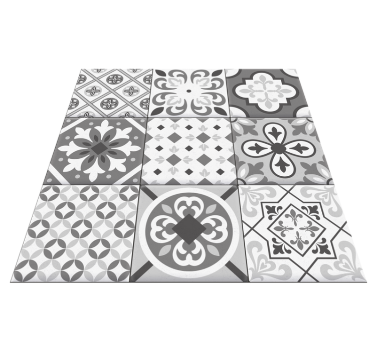 Hidraulic tile effect gray colors vinyl rug - TenStickers