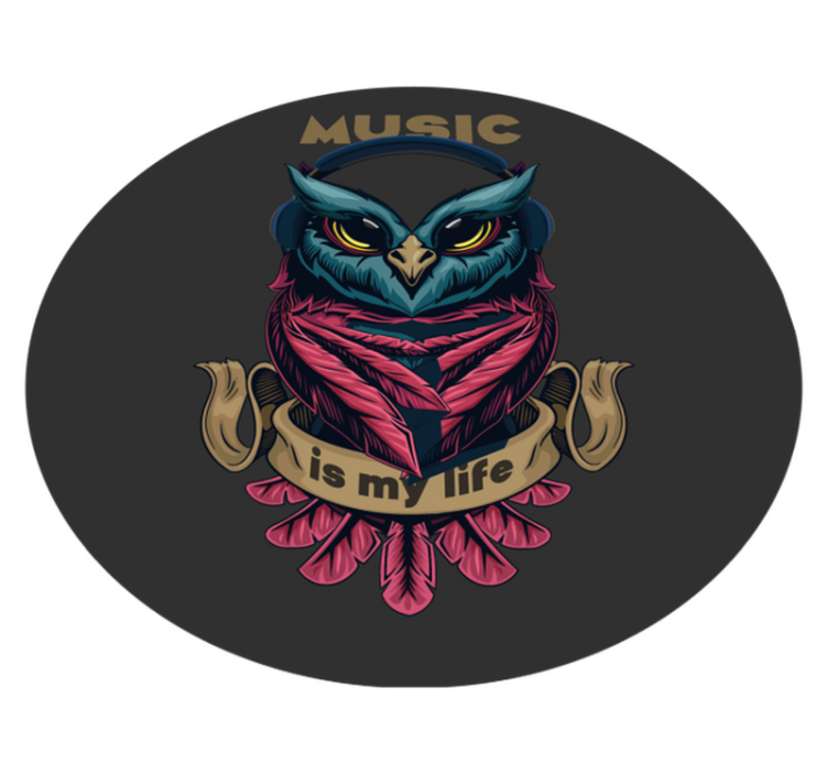 Owl Music Emblem teenage bedroom rug - TenStickers