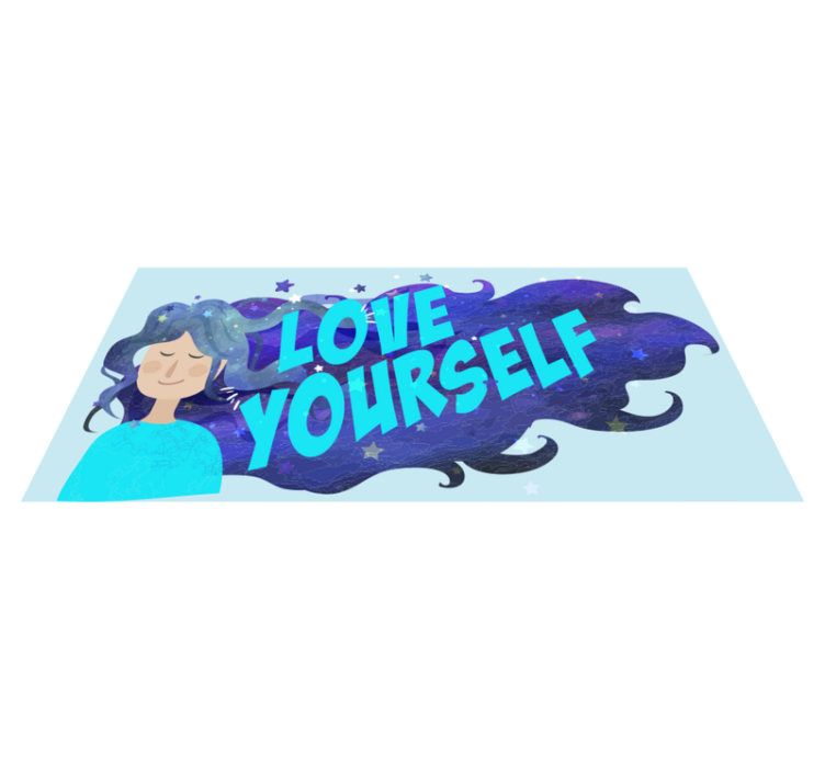 Love Yourself Illustration quote rug - TenStickers