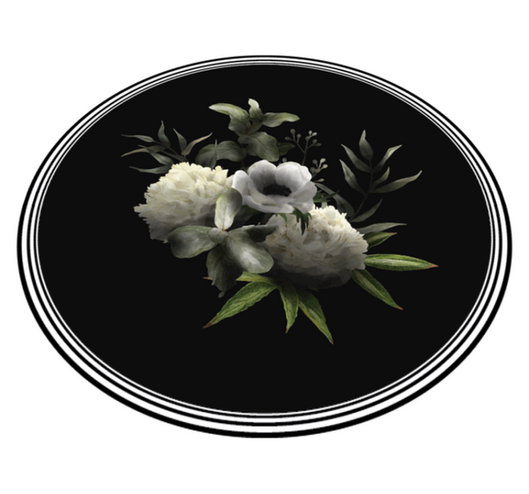 Botanical Monochrome Grace floral rug - TenStickers