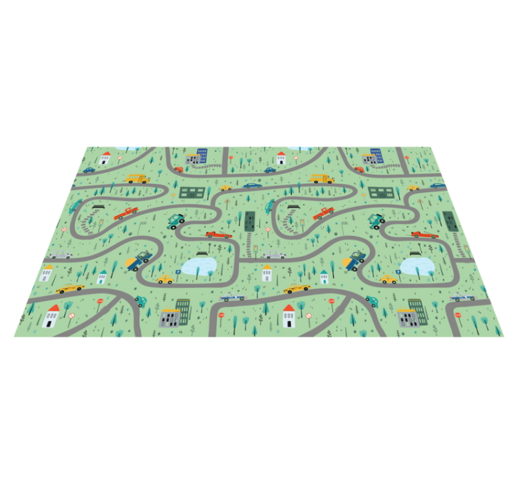 City for kids with road rug - TenStickers