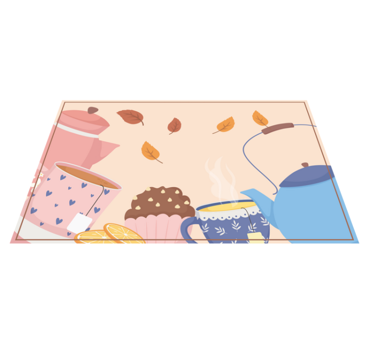 Teatime Illustration floral rug - TenStickers