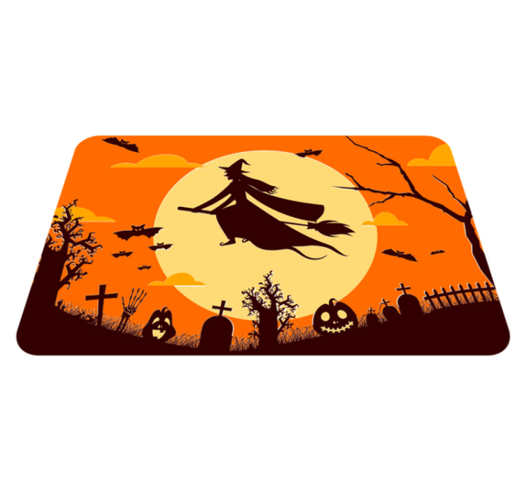 Flying Witch halloween rugs - TenStickers