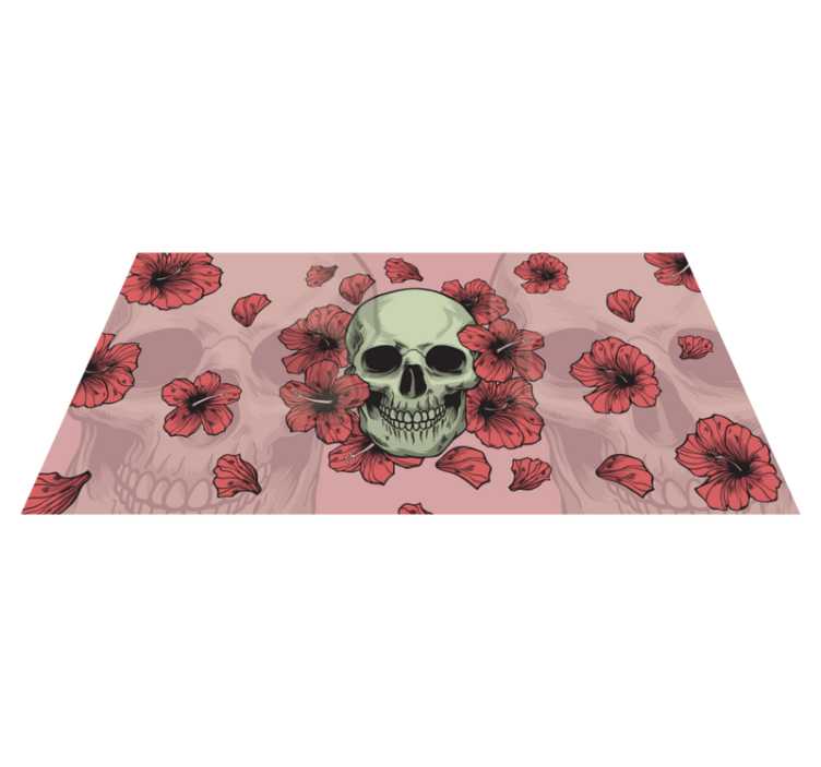 Skull Floral Overlay halloween rugs - TenStickers