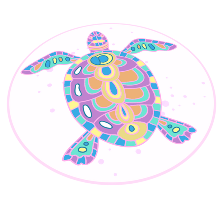 Colorful Turtle Illustration kids carpet - TenStickers