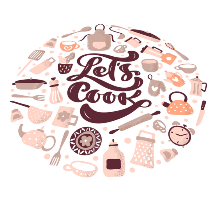Let's cook  kitchen vinyl rugs - TenStickers