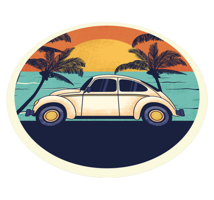 Retro Car Scenery vintage rug - TenStickers