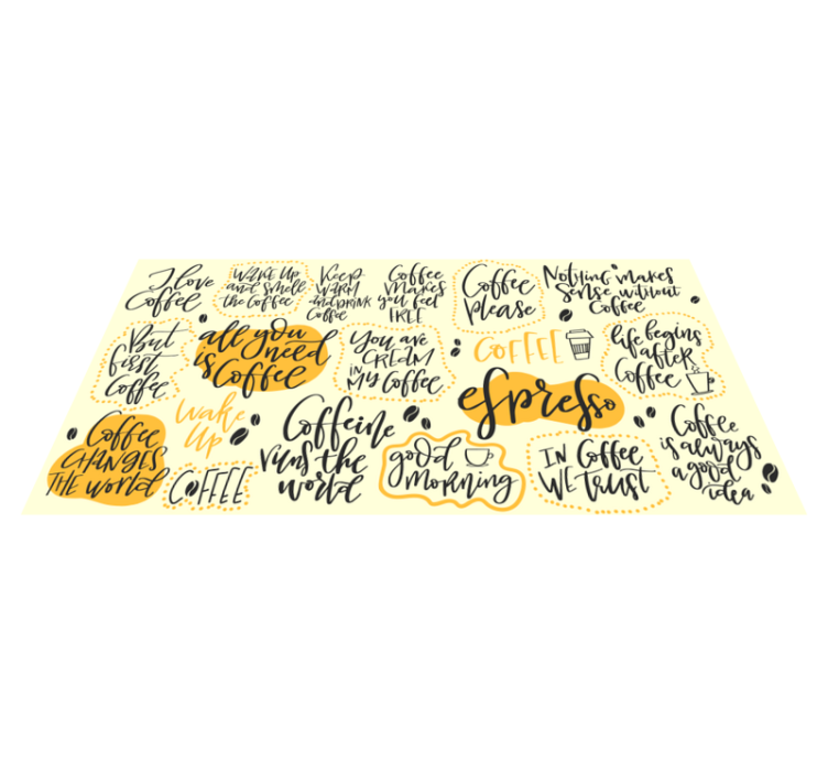 handrawn lettering set about coffee custom rug - TenStickers