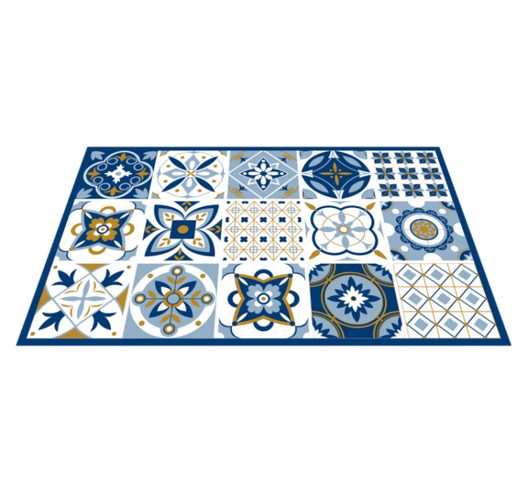 Blue Square tiles  kitchen mat - TenStickers