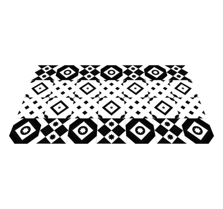 Monochrome geometric shapes kitchen mat - TenStickers