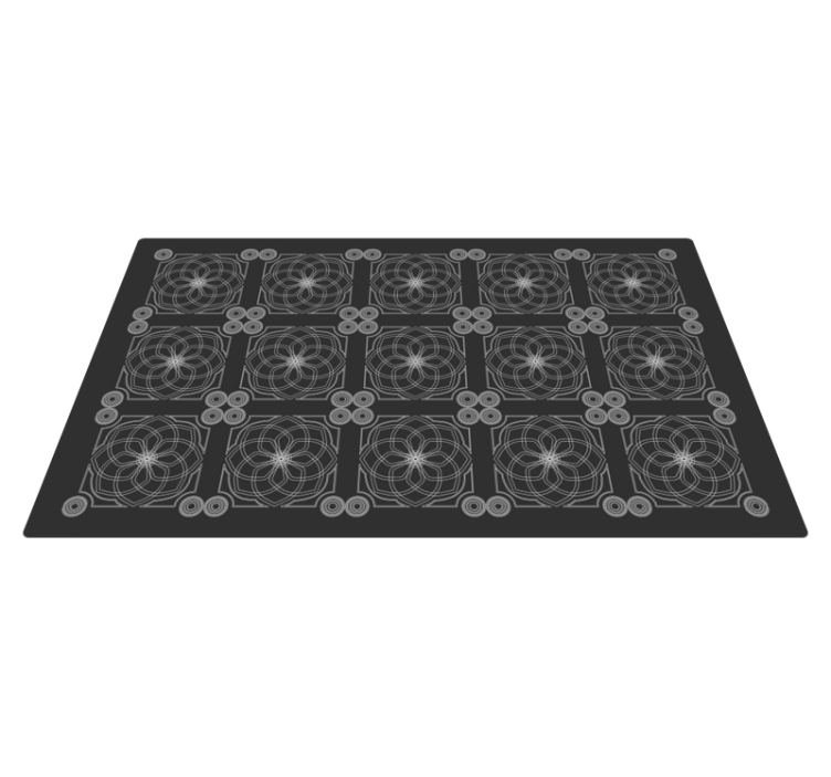 Geometric Floral Patterns black rug - TenStickers