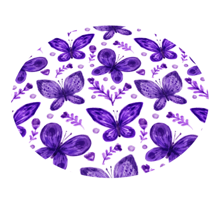Butterfly Circle Pattern floral rug - TenStickers