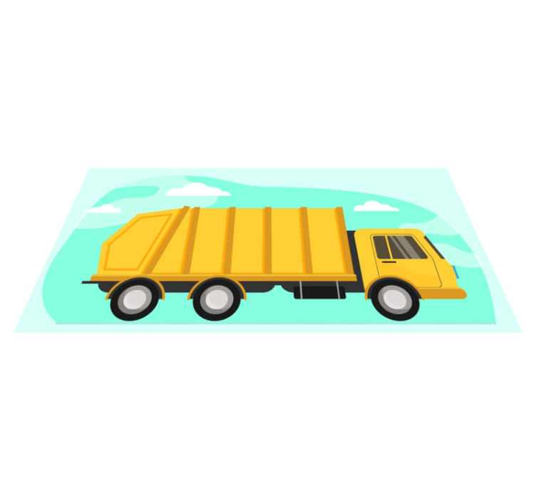 Yellow garbage truck kids vinyl rug - TenStickers