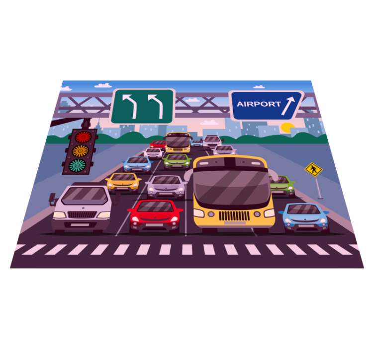 Traffic light truck kids vinyl rug - TenStickers