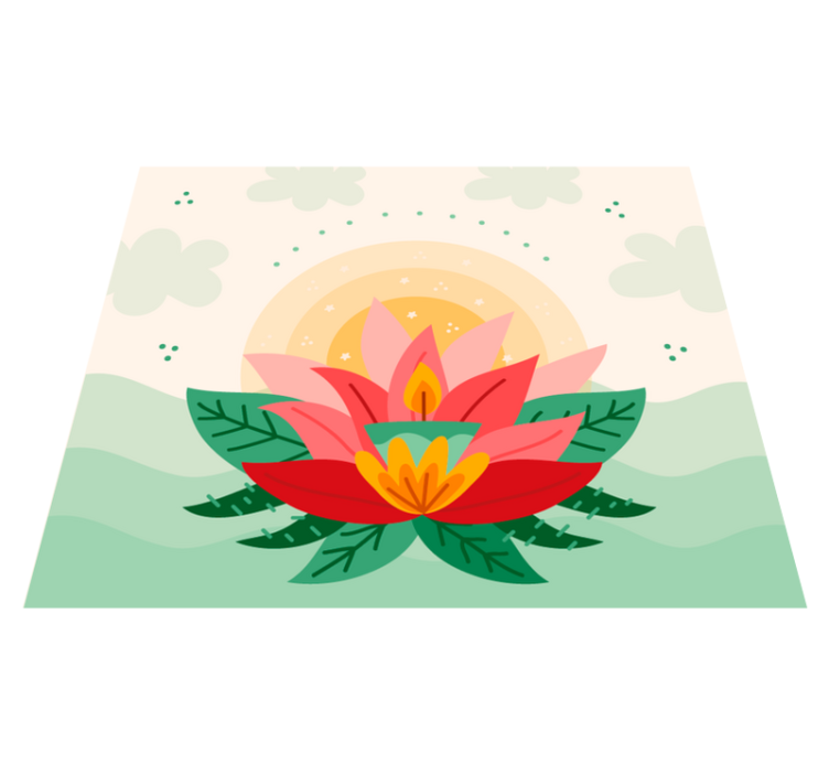 Lotus Blossom Illustration floral rug - TenStickers