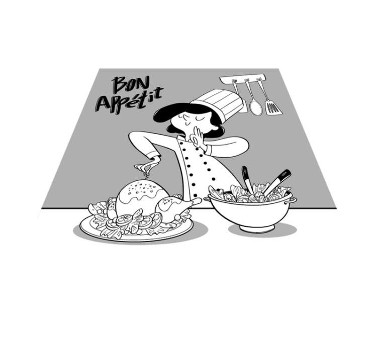 Cartoon Chef Illustration kitchen mat - TenStickers