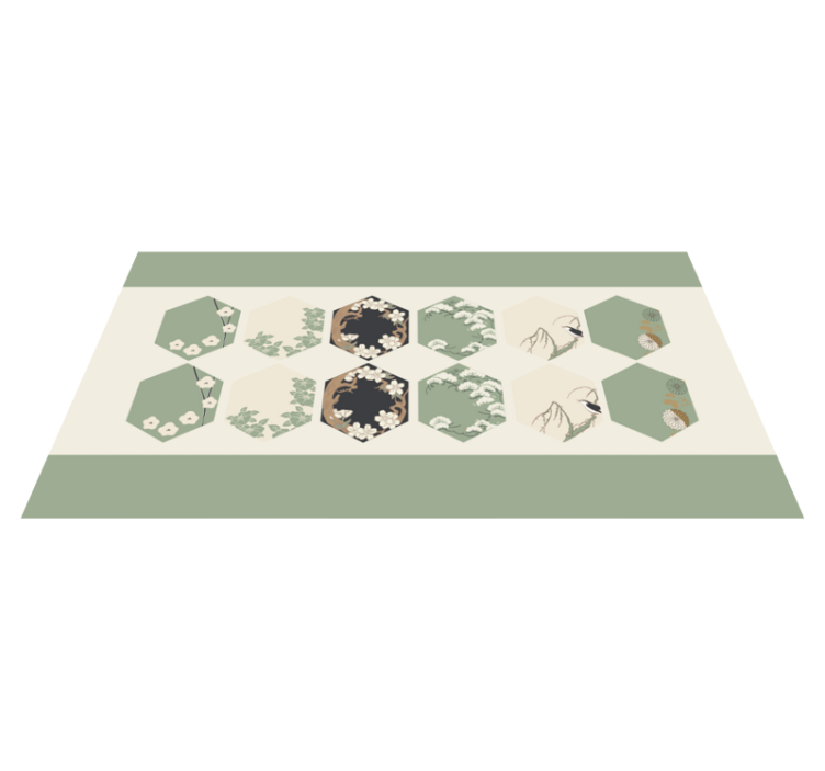 Flowering Hexagons floral rug - TenStickers