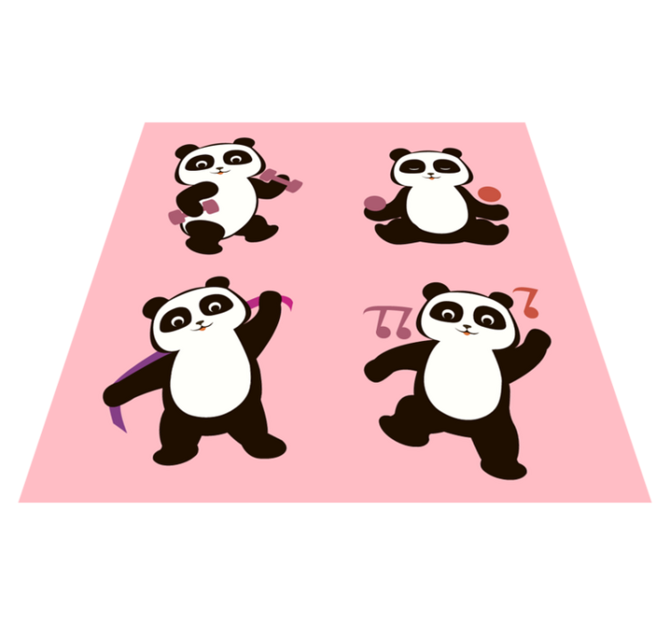 Panda Dance Motif kids carpet - TenStickers
