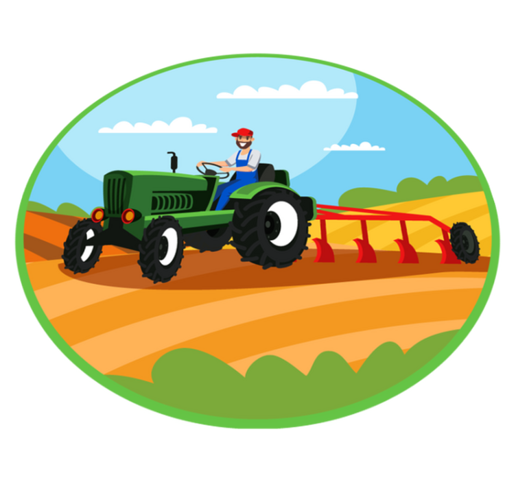 Farming Tractor Scene kids carpet - TenStickers
