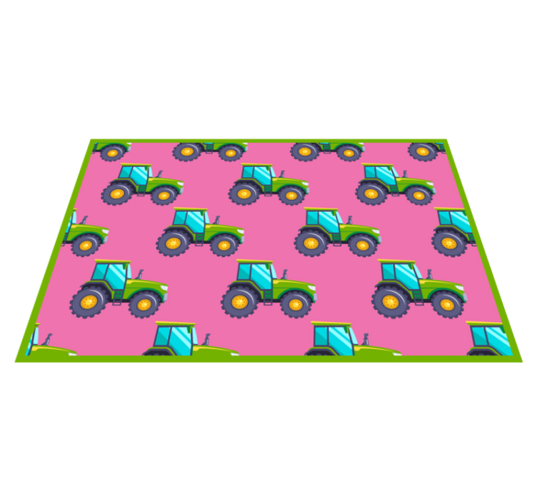 Tractors on pink background kids carpet - TenStickers
