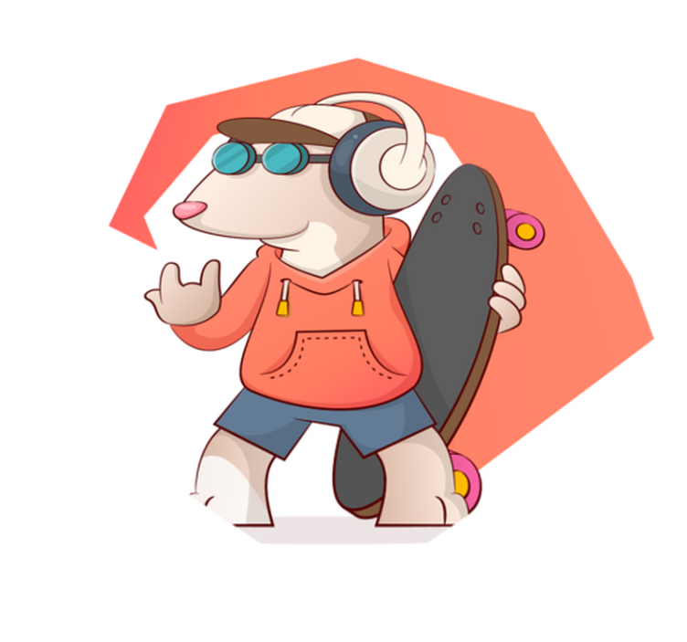 Skater Mouse Illustration kids rug - TenStickers