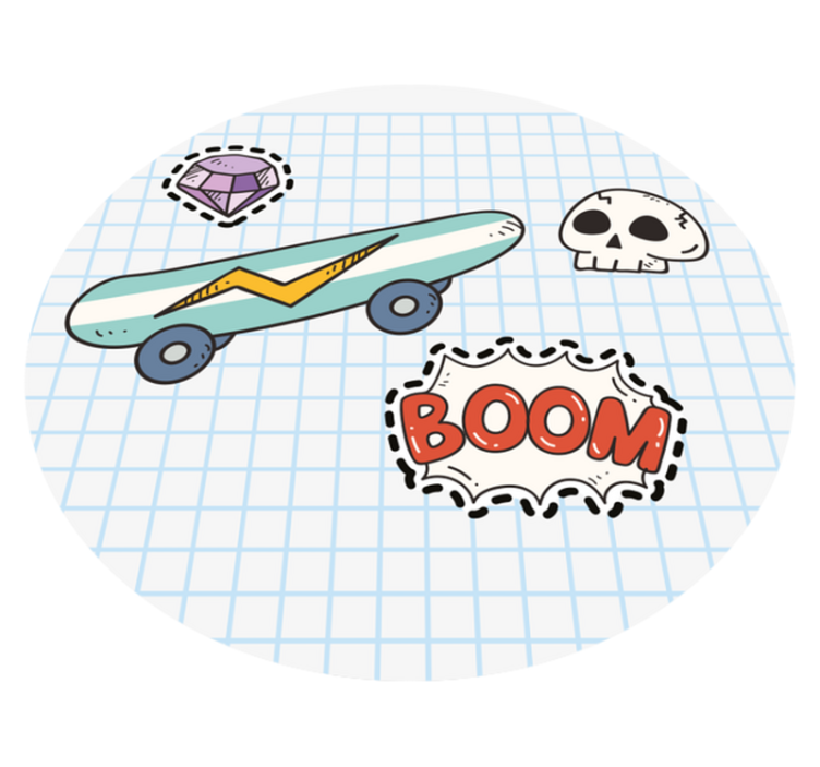 Skateboard Comic Illustration kids rug - TenStickers