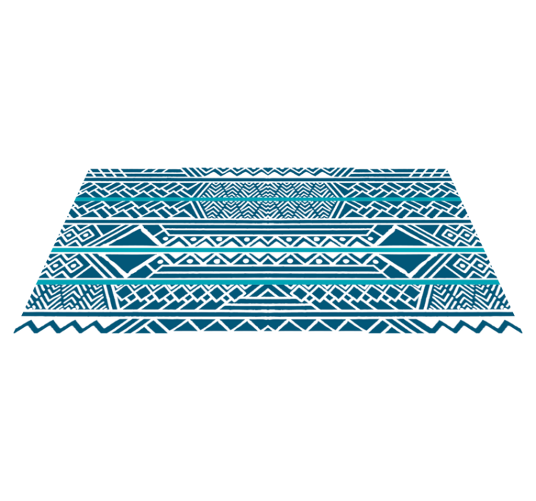 Teal blue stripes ethnic rug - TenStickers