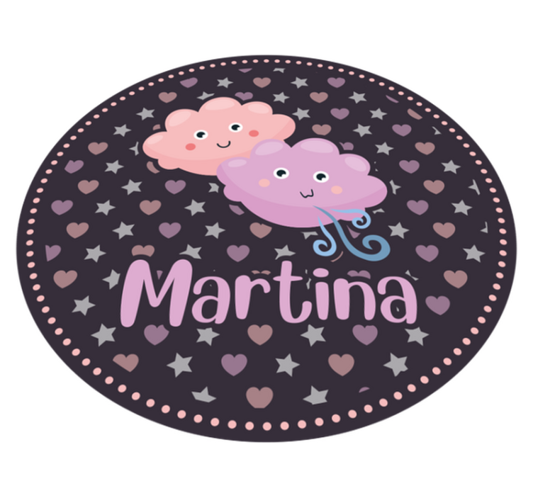 Purple clouds with name kids rug - TenStickers