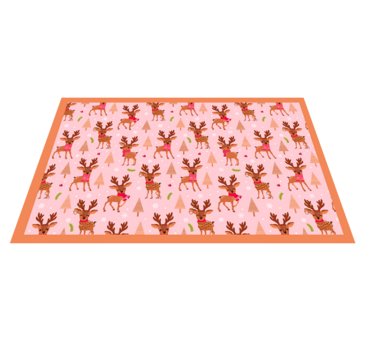 Reindeer pink theme christmas rug - TenStickers