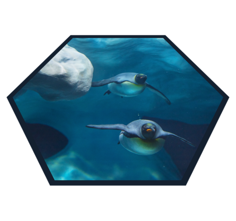 Penguin swimming scene animal mat - TenStickers