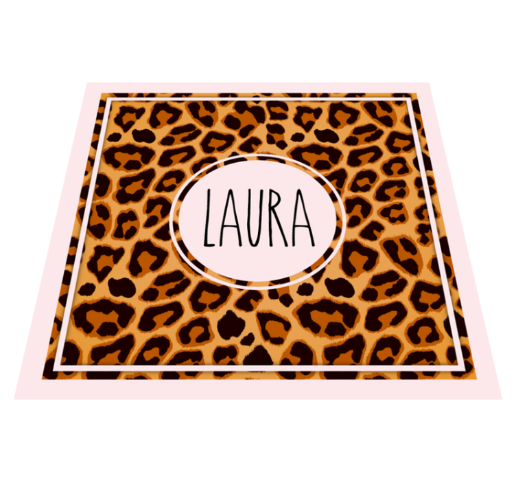 Leopard pattern with name teenage bedroom rug - TenStickers