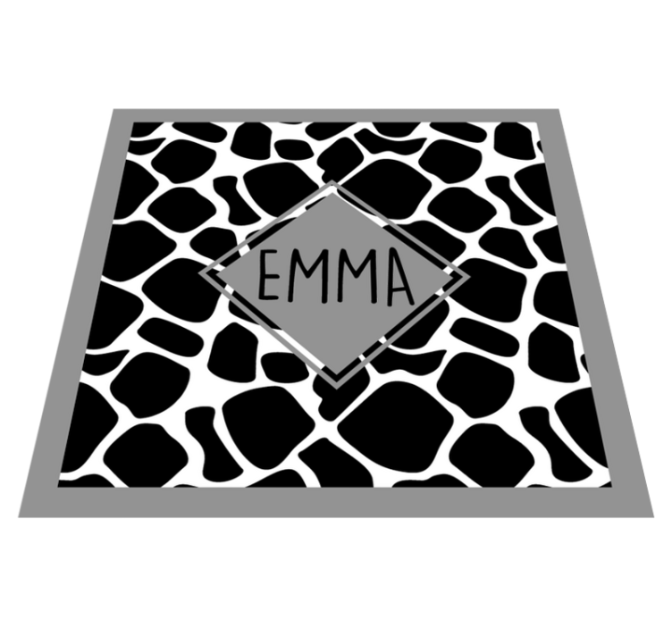 Black and white giraffe with name teenage bedroom rug - TenStickers